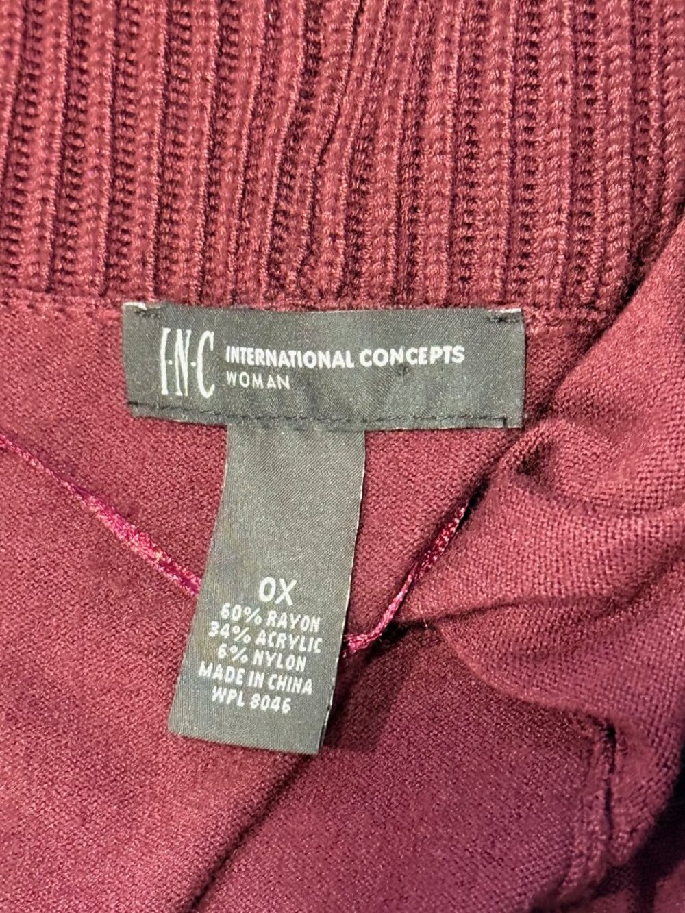 INC International Concepts Burgundy Open Front Cardigan Sweater - Picture 3 of 3